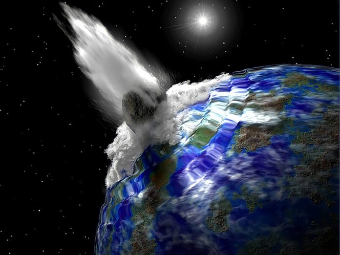 bombardamento di asteroide in mare